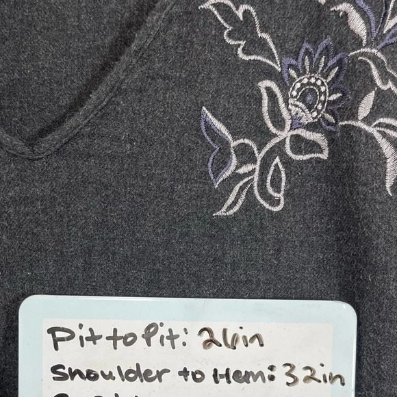 Lane Bryant Gray Embroidered Floral Ruffle Babydoll Blouse Top Women’s 26/28 - Picture 13 of 14